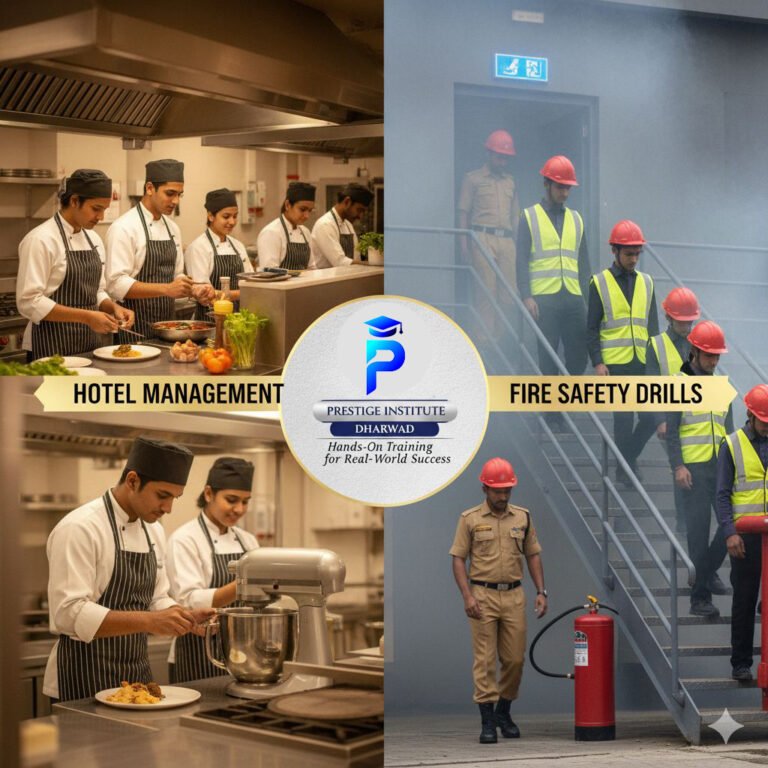 How Prestige Institute Dharwad Prepares Students for Hands-On Hotel Management Jobs & Fire Safety Drills